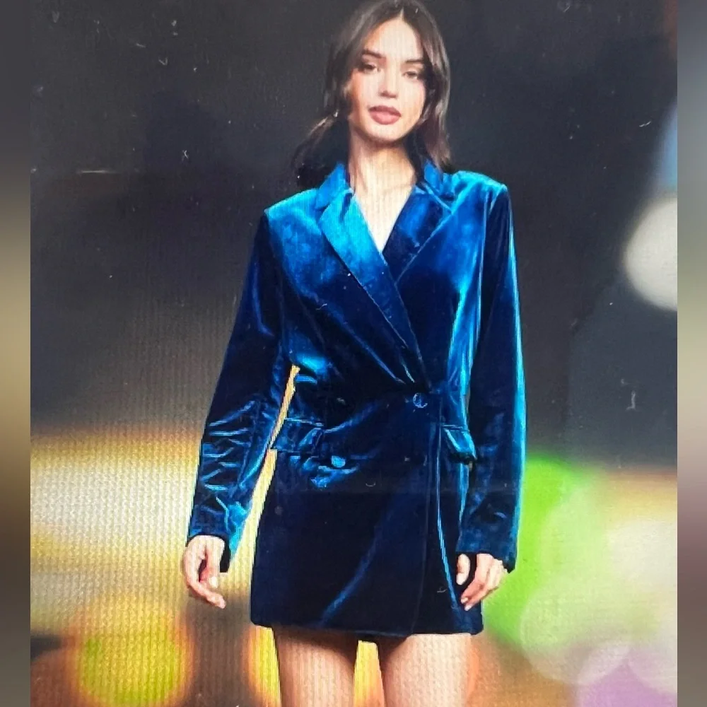 Skies Are Blue Velvet Blazer Romper Size XS